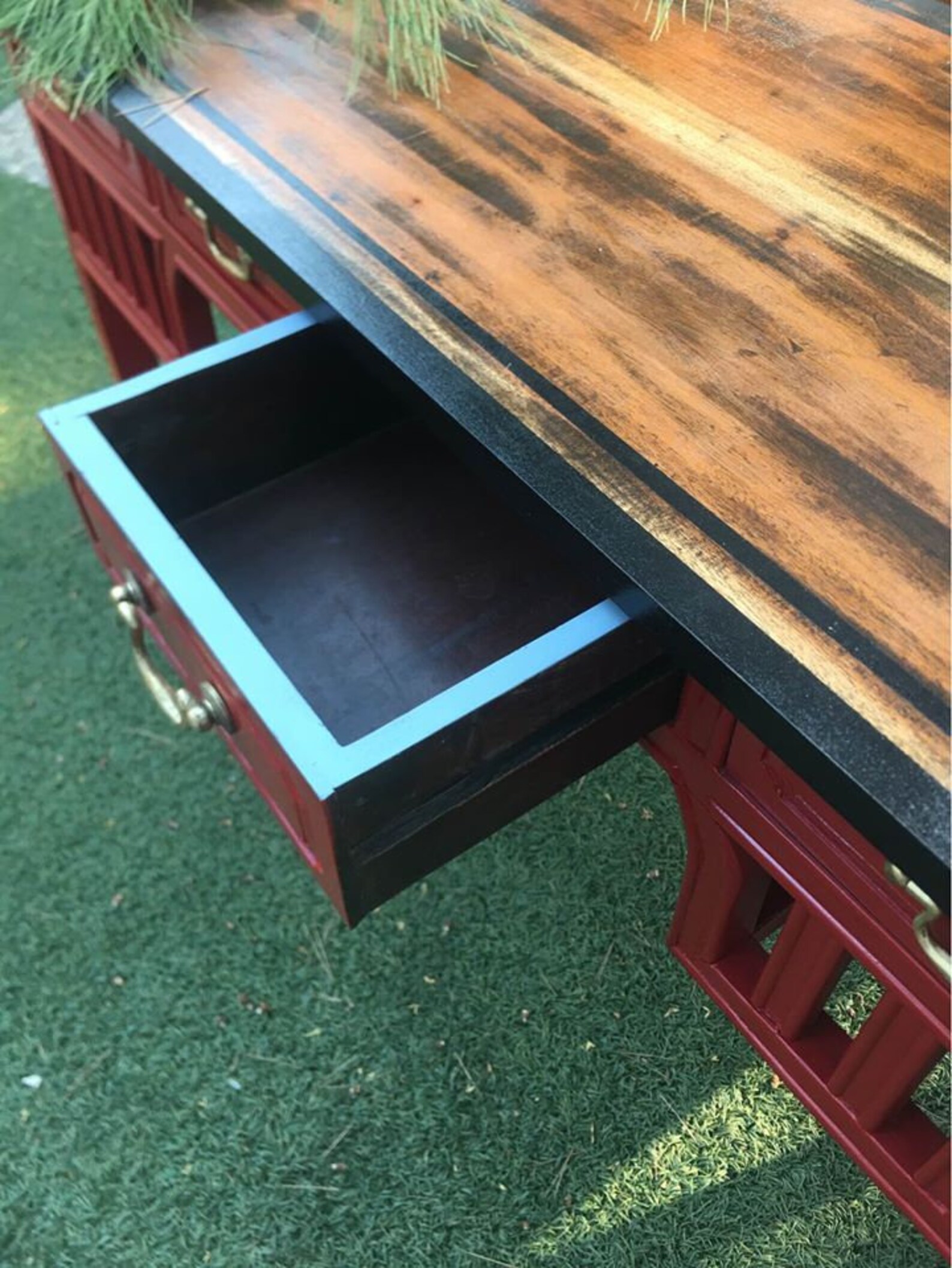 View of Hand Painted Refurbished Console Table/Desk | Etsy