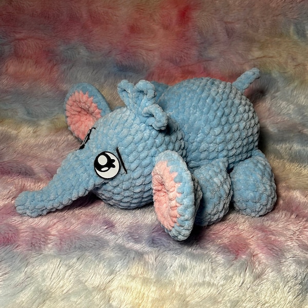 Low Sew Hudson Elephant, Crochet Elephant, Sleepy Elephant, Amigurumi, Elephant Crochet Pattern, Crocheting With Hudson