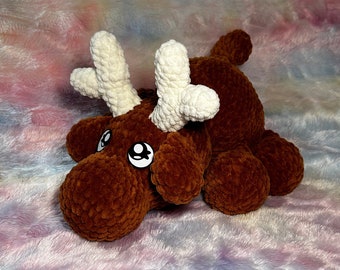 Low Sew Hudson Moose, Crochet Moose, Sleepy Moose, Amigurumi, Moose Crochet Pattern, Crocheting With Hudson