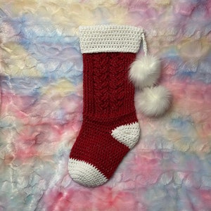 Christmas Stocking, Crochet PDF Pattern, Cable Carousel Christmas Stocking, Cable Crocheted Stocking, Handmade, Crocheting With Hudson