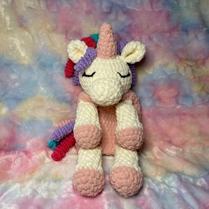 Soothing Snuggable Unicorn PDF Printable Crochet Pattern (FREE DELIVERY) Puppet, Lovey, Stuffie, Chonky, Weighted Stuffie, Anxiety Plushie
