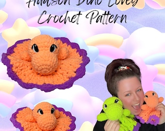 Hudson Dino Lovey-haakpatroon, Snuggler-gehaakte dinosaurus, Lovey-deken, amigurumi, haken met Hudson