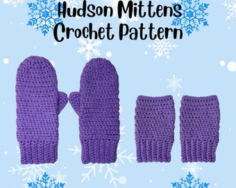 Hudson wanten haakpatroon, gehaakte wantpatroon, winterwanten, vingerloze wanten, 2-in-1 patroon, haken met Hudson