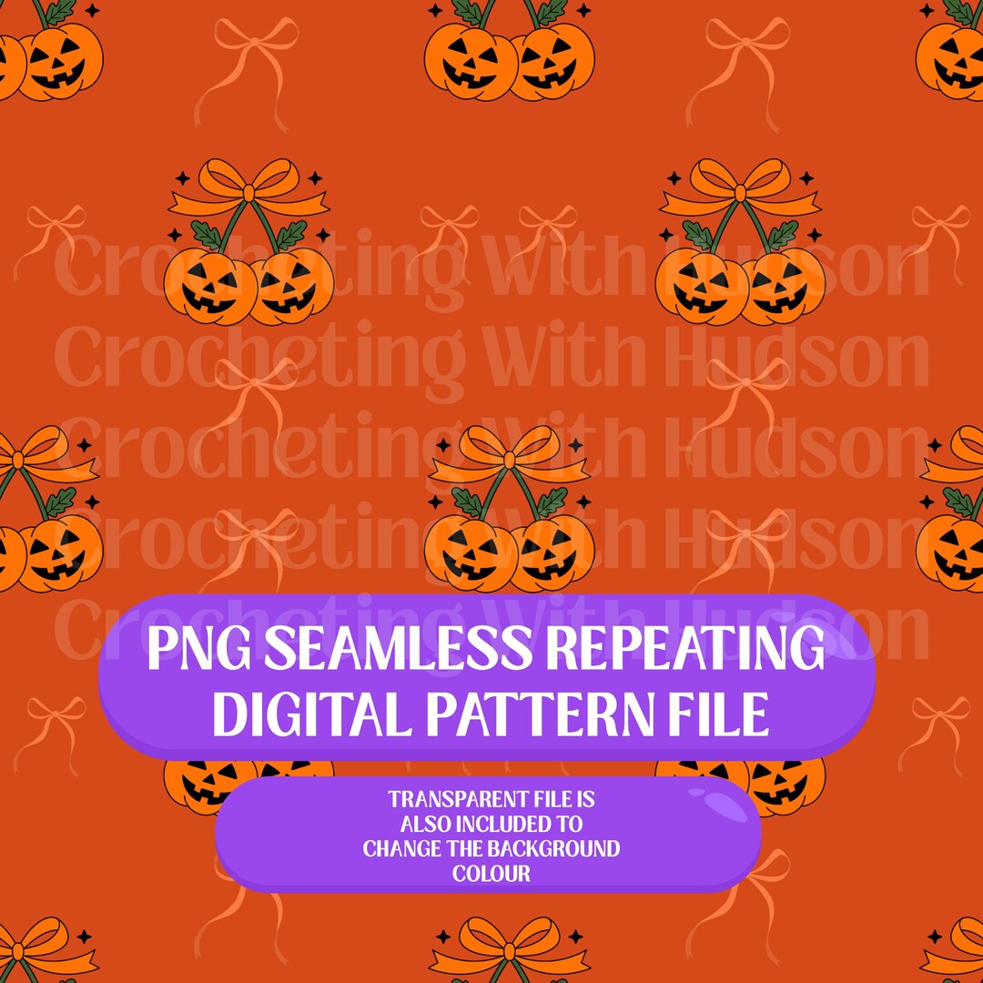 Seamless Repeating Digital Happy Halloween Pumpkin Pattern Design, PNG ...