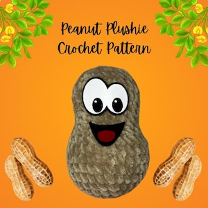 No Sew, Peanut Plushie Crochet Pattern, PDF Crochet Pattern, Nut Plushie, Handmade Peanut, Amigurumi, Crocheted Food, Crocheting With Hudson