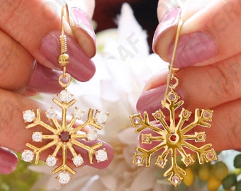 925 Sterling Silver Dainty Snowflake Ear Wire Earring