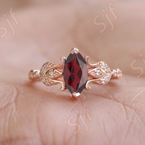 2.20 ct AAA Garnet & Diamond 14k Gold Engagement Ring