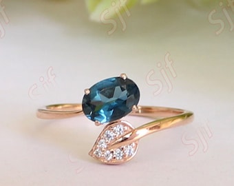 2.50ct AAA London Blue Topaz solitaire ring  * engagement ring * gift for wife * ring for proposal * ring for wife* Oval Dainty Rings*