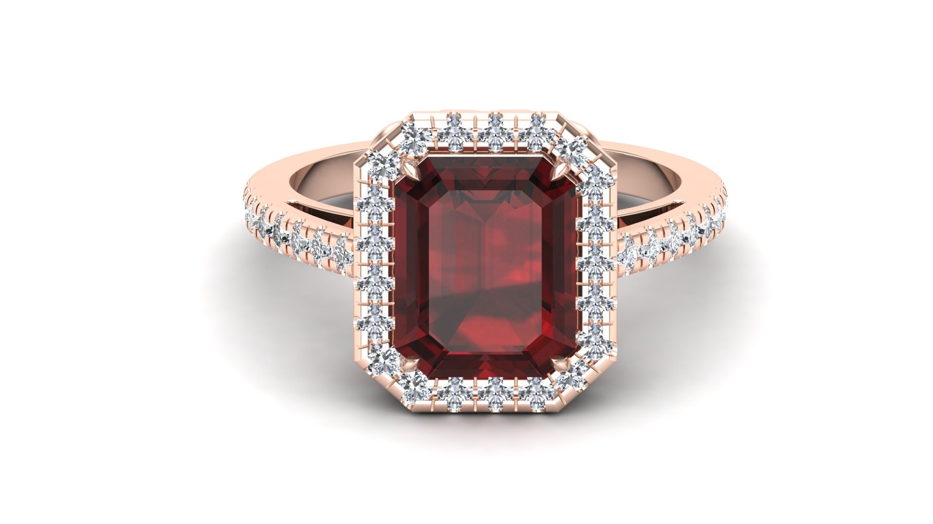 3.70 ct aaa quality red garnet & diamond women engagement ring | Etsy