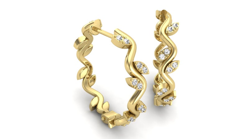 0.36 ct natural diamond women hoop * pave diamond * zigzag hoop 0.36 ct natural diamond women hoop * pave diamond * zigzag hoop