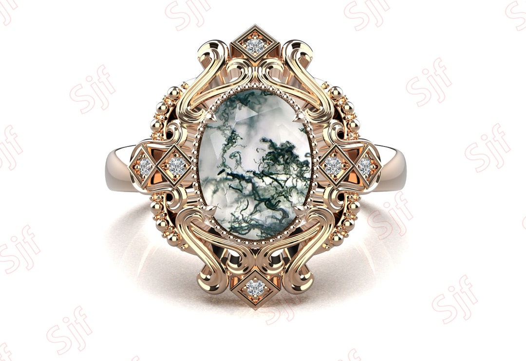 Purmy Damen Ring Mit Opal - Schwarzes Gold überzogen Versprechen Ring