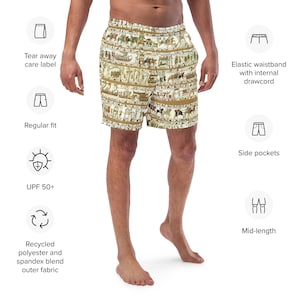 Men&#39;s swim trunks - Bayeux Tapestry Embroidery Medieval Middle Ages Gothic Renaissance