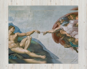 The Creation Of Adam Michelangelo - Throw Blanket