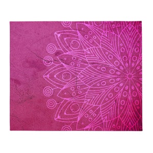 May include: A magenta-colored rectangular decorative piece with a textured surface. A detailed, light pink mandala design is featured on the right side. The design has a gradient effect, transitioning from light pink to magenta.
