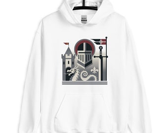 Sudadera con capucha unisex - Caballero medieval Caballero larp cosplay edad media damisela renacimiento