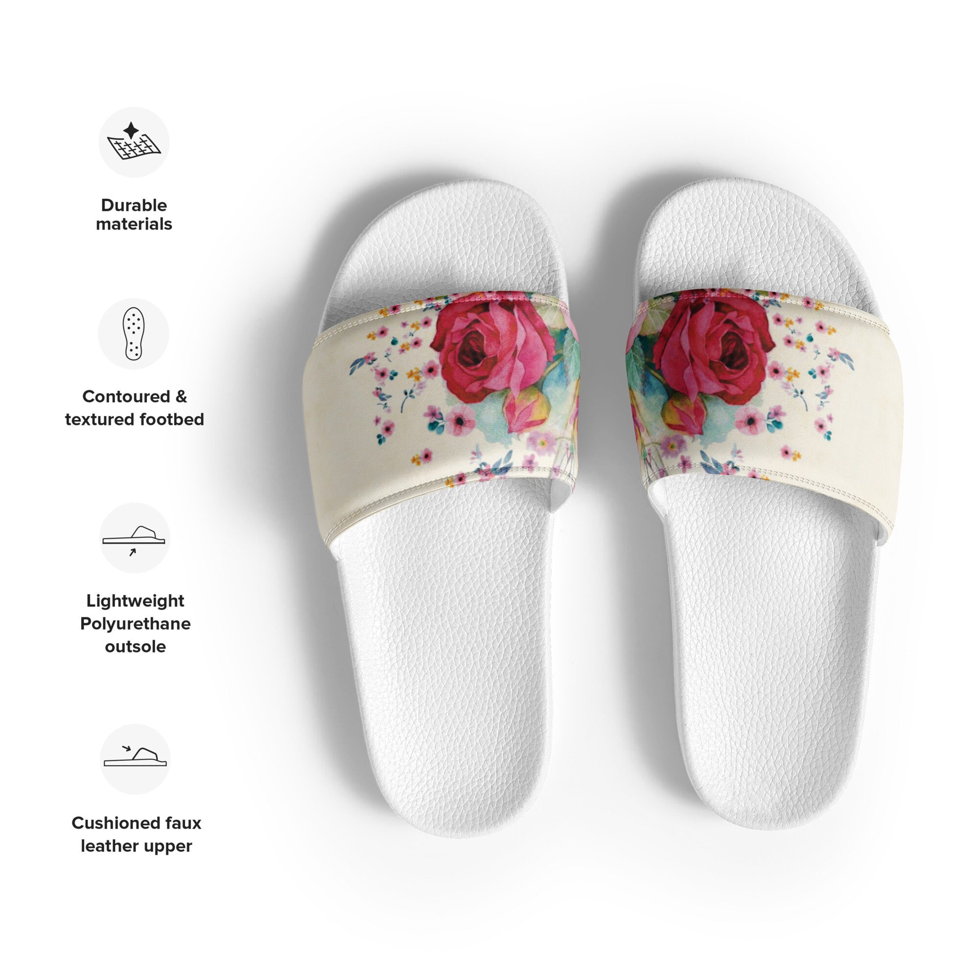 Women s Slides Our Wedding Colorful Flowers Slippers Shoes Etsy