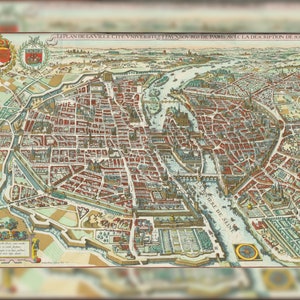 Alte Landkarte von Paris - Fleecedecke