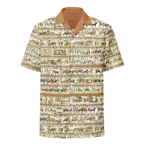 Unisex button shirt - Bayeux Tapestry Embroidery Medieval gothic perfect gift for father mother brother birthday boss unique blouse