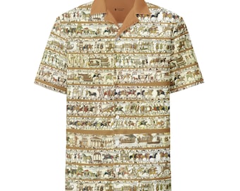Unisex button shirt - Bayeux Tapestry Embroidery Medieval gothic perfect gift for father mother brother birthday boss unique blouse