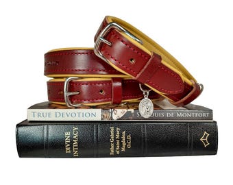 Collier pour chien en cuir avec médaille du Saint-François