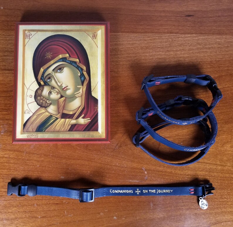 leather collar with holy medal