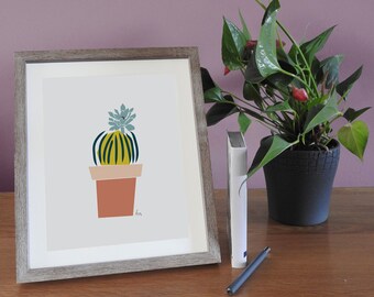 Barrel Cactus Print/ Kaktus und Sukkulenten Print/ Zimmerpflanze Print/ A4/ A5/ Art Print/ Wand Dekor