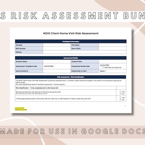NDIS Client Risk Assessment template, Home Risk Assessment, Disability Service Provider, Provider Admin, ndis businesses, business plan