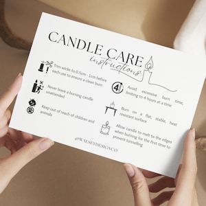 Candle Care Card Template, Printable Candle Care Instructions Design Template, Candle Safety, Candle Business card