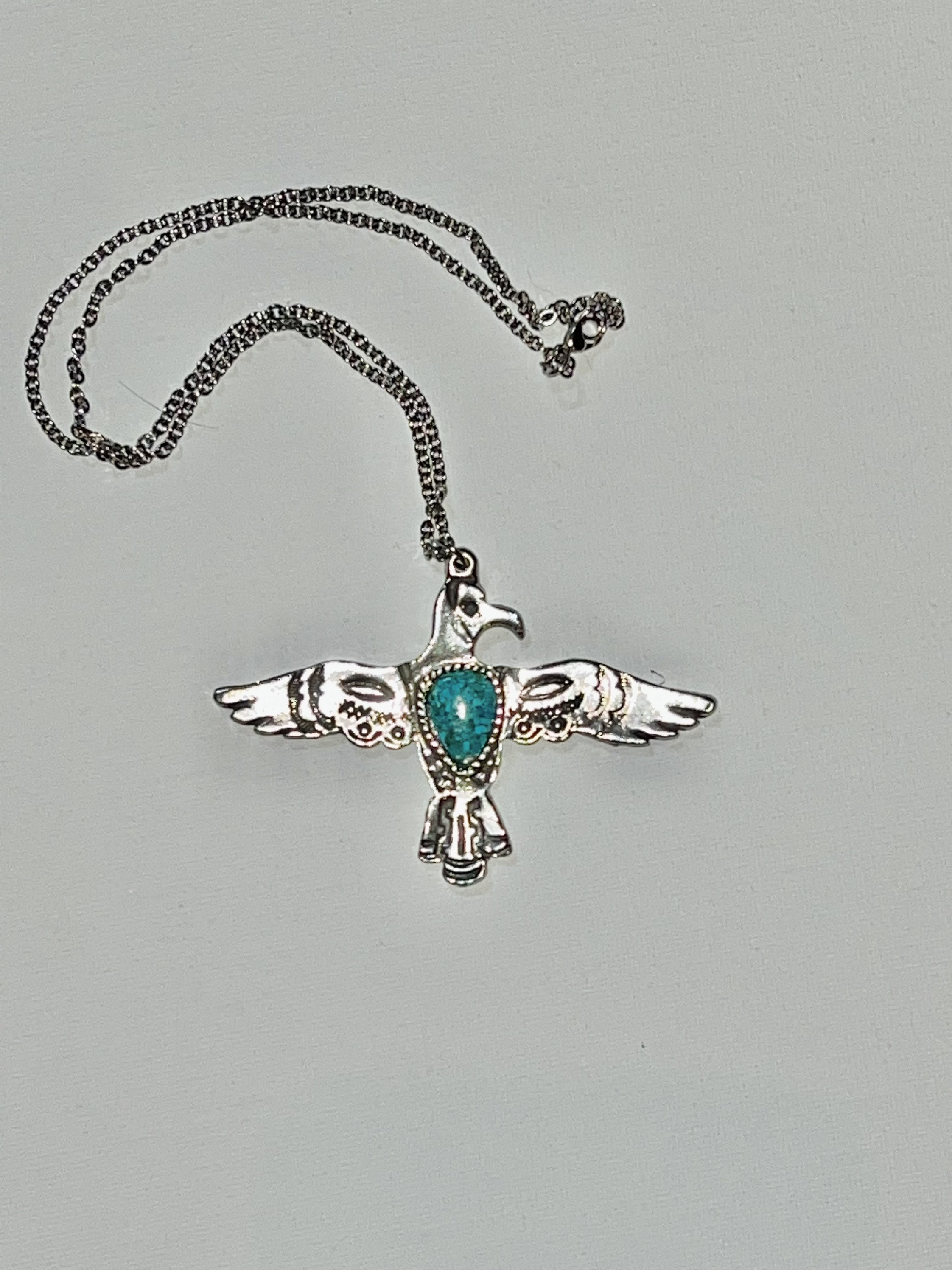 Genuine Turquoise Thunderbird Pendant Necklace Silvery Pewter unisex - Etsy Genuine Turquoise Thunderbird Pendant Necklace Silvery Pewter unisex - Etsy