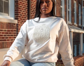 Cream Delta Sigma Theta Sweatshirt – Sorority Shield Crewneck – DST Probate Season Gift