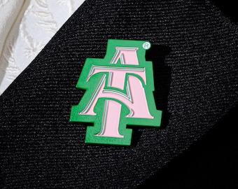 Pin de solapa entrelazado A&T rosa y verde