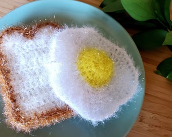 Handmade Dish Scrubby - Toast Design | Crocheted Scrubber | Crocheted Kitchen Dishwashing Sponge