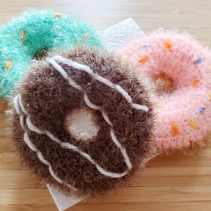 Handmade Dish Scrubby - Donut Design | Crocheted Scrubber | Crocheted Kitchen Dishwashing Sponge