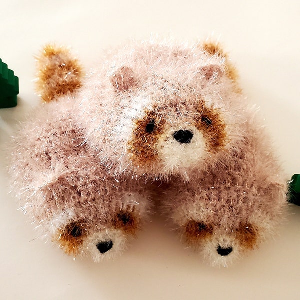 Handmade Dish Scrubby - Raccoon Design (Brown) | Crocheted Scrubber | Crocheted Kitchen Dishwashing Sponge