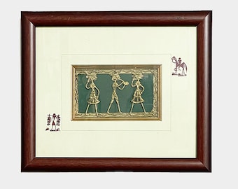 Framed Wall Art Dhokra Metal Paintings, Wall Decor, Wall Decoration, Metal Art, Indian Art, Fair Trade, Painting, Brass, Ethnic Art