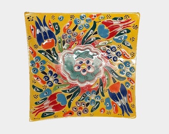 Colorful Ceramic Plates from Turkey, Ceramic Snack Plates, Glazed Ceramic Plates, Turkish Ceramics