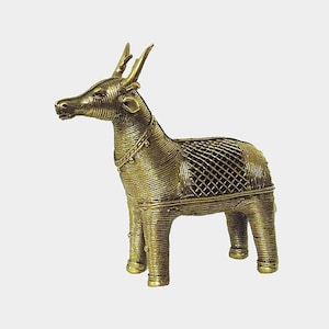 Dhokra Craft Deer, Indian Art, Figurine, Collectible, Table Decoration, Coffee Table Decoration, Fair Trade, Metal Art, Animal Art