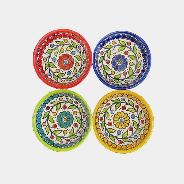 Dessert Bowls, West Bank Ceramic Dessert Bowls Set of Four, Ceramic Bowls, Small Bowls, Decorative Bowls, Kitchenware, Palestinian Art