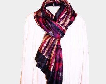 Purple Pink Silk Scarf, Purple Scarf, Pink Scarf, Indian Scarf, Block Print Scarf, Hand Dyed Scarf, Silk Scarf, Designer Scarf, Lightweight