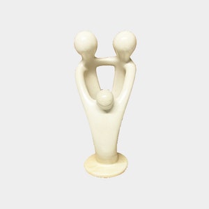 Single Soapstone Family Sculpture- Two Parent with one child, Kenyan Sculpture, African Art, Fair Trade