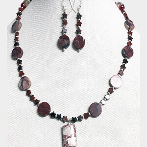 Granite Beaded Jewelry Set, Earrings and Necklace Jewelry Set, Handmade Beads, Matching Necklace, Jewelry Set, Indian Jewelry