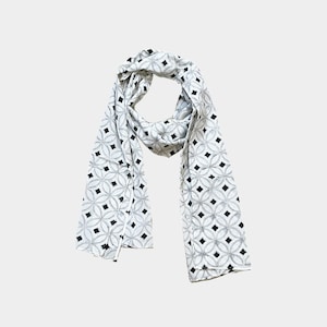 Block Printed Cotton Scarf with Diamond Print