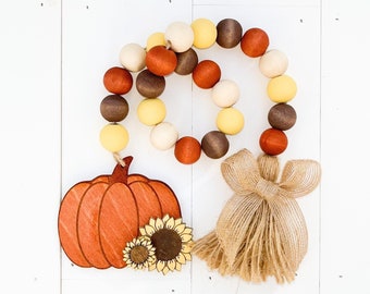 Fall Wood Bead Garland, Fall Tiered Tray Decor, Fall Bead Garland, Bead Garland, Wooden Bead Garland, Farmhouse Beads, Tiered Tray Decor