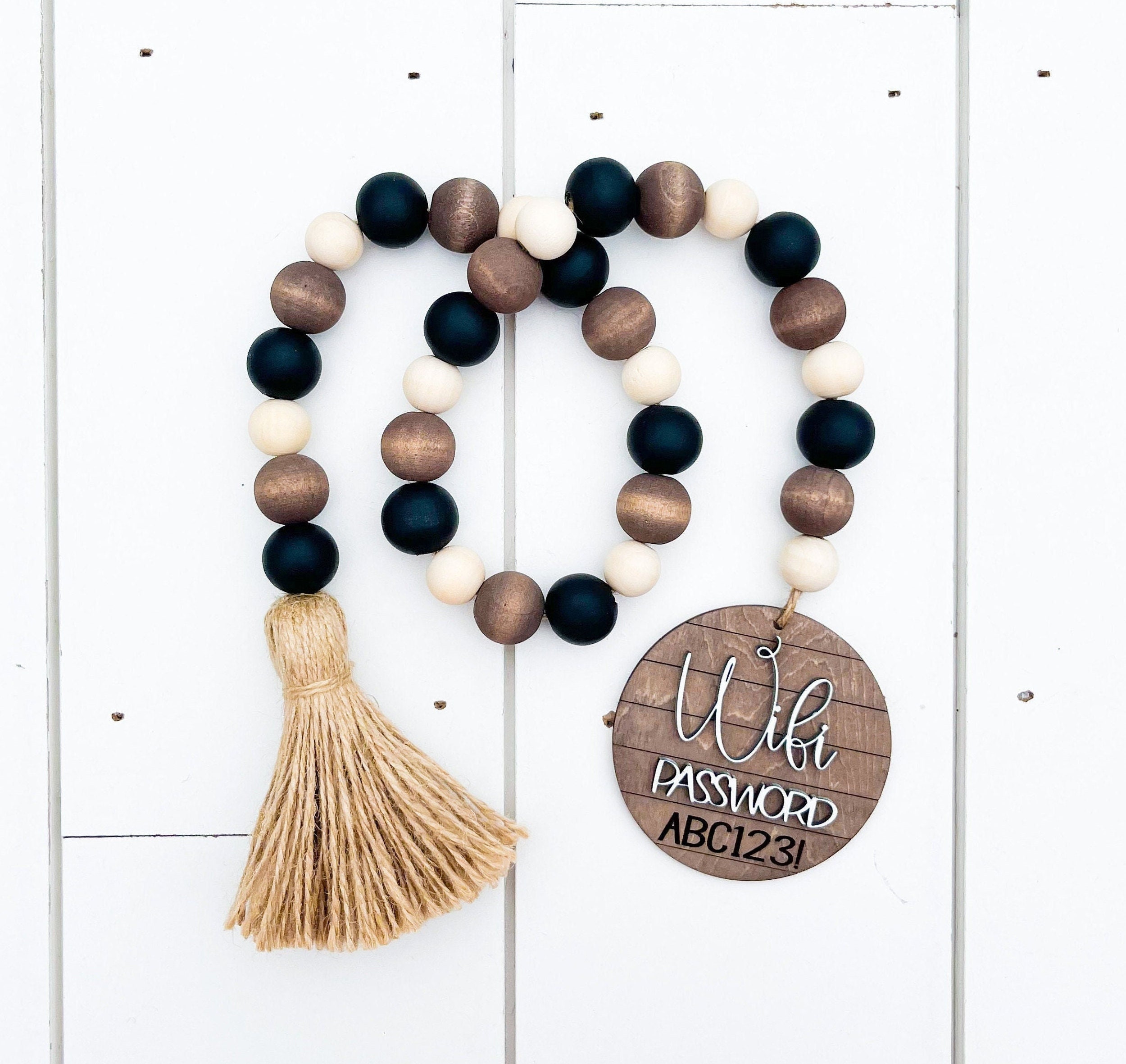 Farmhouse Decor, Wood Bead Garland With Tassels, Bead Garland, Wood Bead  Strands, Wood Bead Garland, Farmhouse Garland, Farmhouse Accent 