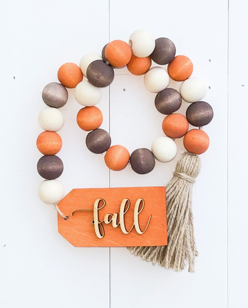 Fall Wood Bead Garland Fall Tiered Tray Decor Fall Bead Etsy