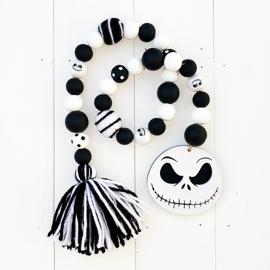 The Nightmare Before Christmas Wood Bead Garland, Halloween Tiered Tray Decor, Beaded Garland