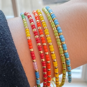Colorful beaded bracelet, rainbow beaded bracelet, sliding knot bracelet, summer bead bracelet, rainbow bracelet, colorful beaded bracelet