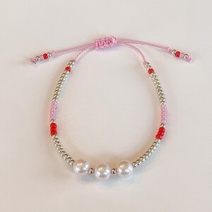 silver and pearl beaded bracelet, silver beaded bracelet, dainty bead bracelet, beaded bracelet, seed bead bracelet, pearl bracelet