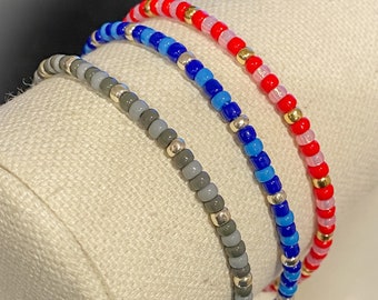 Pulsera de cuentas coloridas, pulsera de nudo corredizo, pulsera de cuentas delicada, pulsera de cuentas de colores, pulsera de cuentas pequeñas