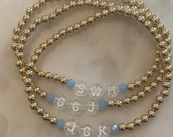 14k gold filled beaded bracelet, custom gold name bracelet, custom initials bracelet, 14k gold bracelet, 14k gold filled custom bracelet